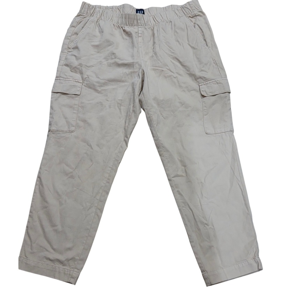 GAP Khaki Elastic Waist Pull On Cargo Utility Pants Womens XL Preppy Gorpcore